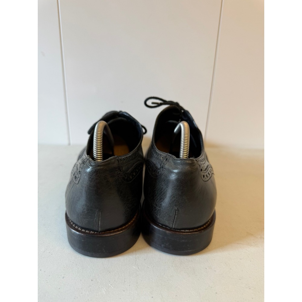 Johnston & Murphy J&M 1850 Mens Black Leather Wingtip Oxford Shoes 13 M Italy - Picture 5 of 8